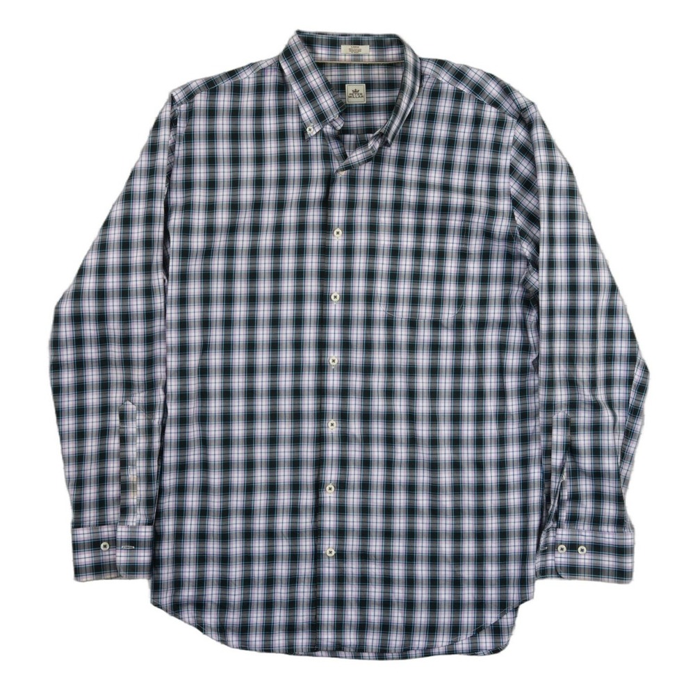 Peter Millar Plaid Shirt Men's Size Large Purple Blue Black Cotton Button Down